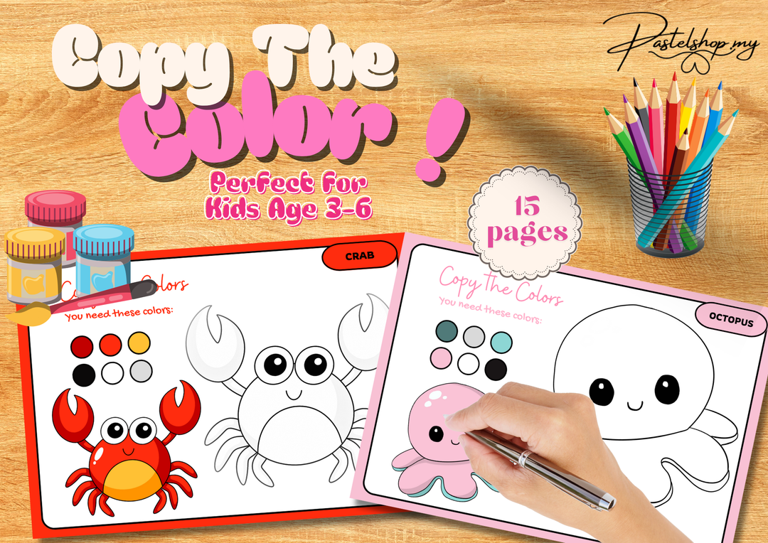 🎨 Copy The Colors! — Buku Mewarna Comel Untuk Anak-Anak 💕