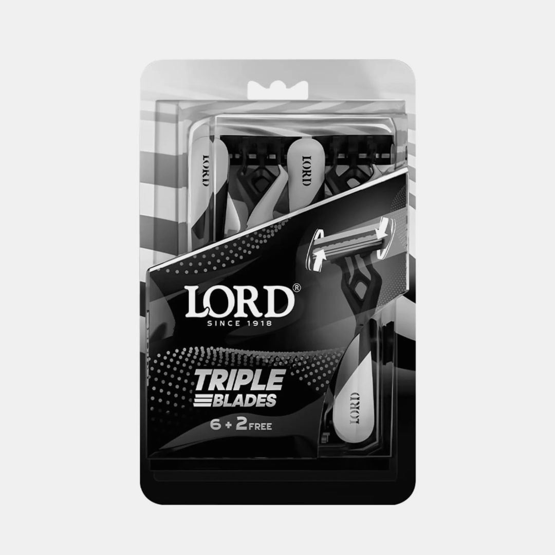 Lord Triple Blades Disposable Razors with Rubber Handle for Men