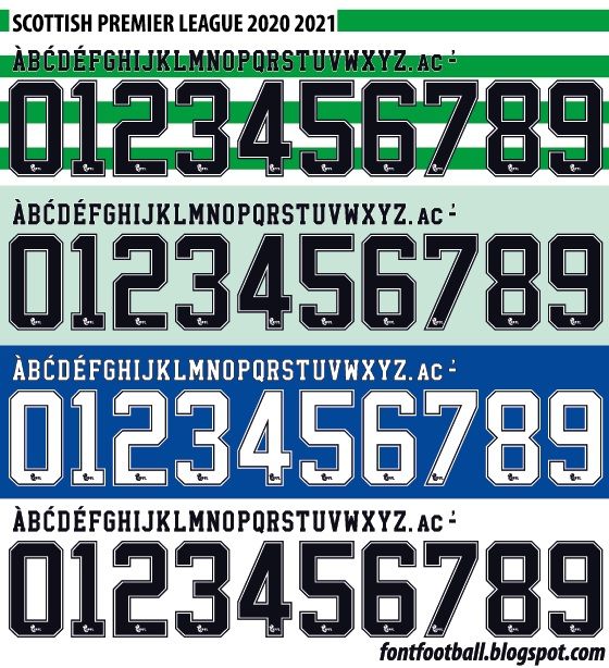 Font Vector Scottish Premier League SPL 2020 2021 kit