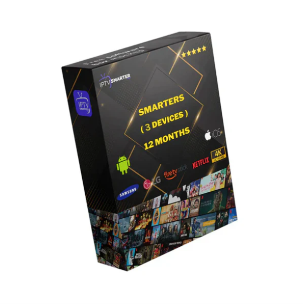 12 Months IPTV Smarters Pro Subscription – 3 Devices