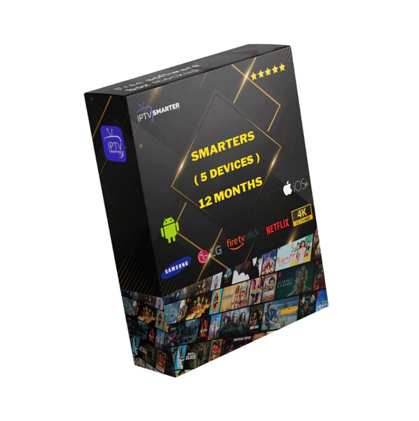 12 Months IPTV Smarters Pro Subscription – 5 Devices