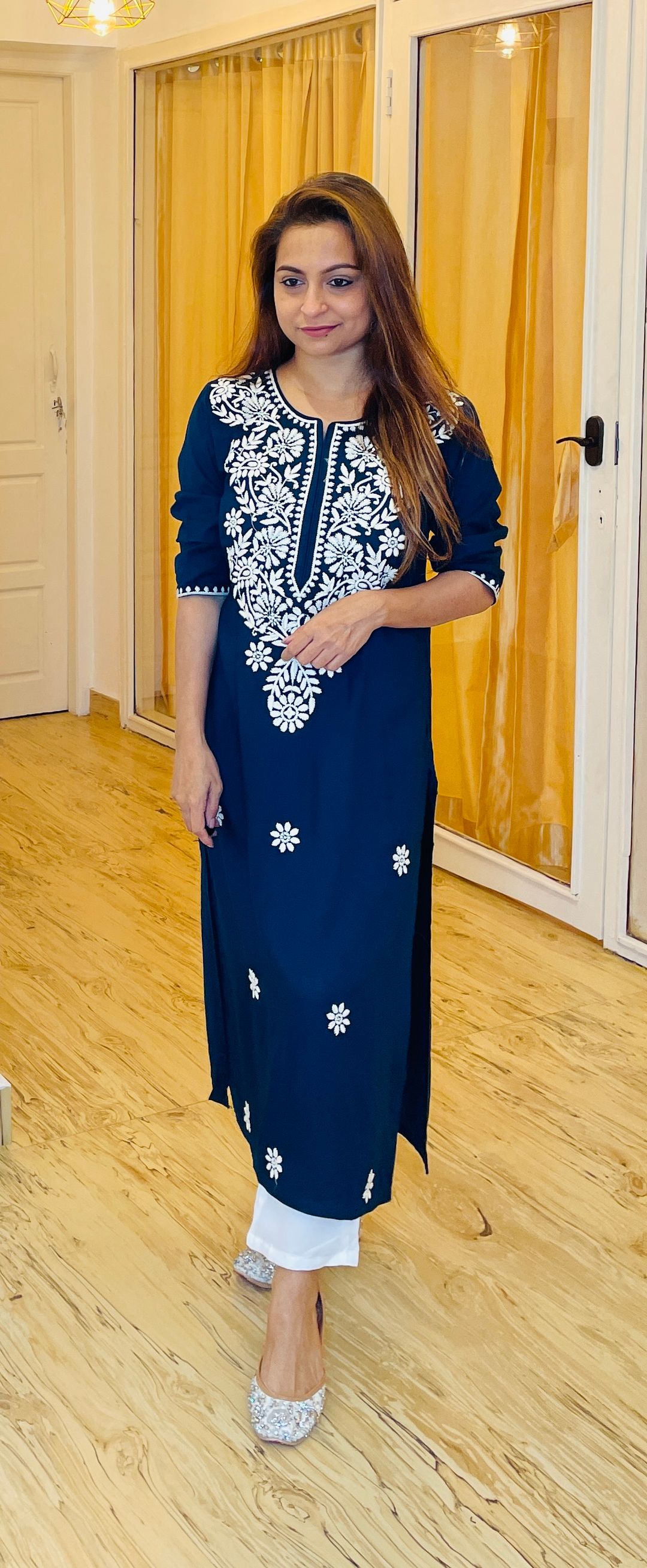 Navy Blue Chikankari Kurta