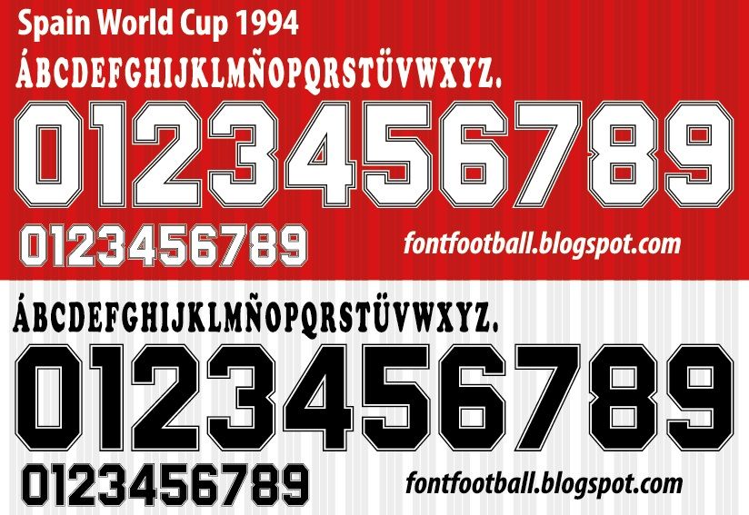 Font Vector Spain World Cup 1994 kit