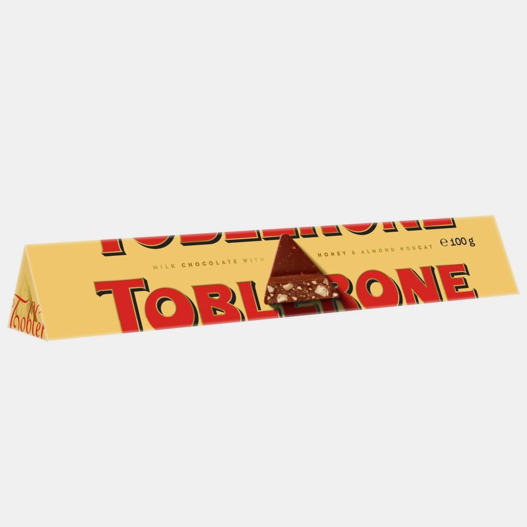 Toblerone Swiss Milk Chocolate Bar with Honey and Almond Nougat,