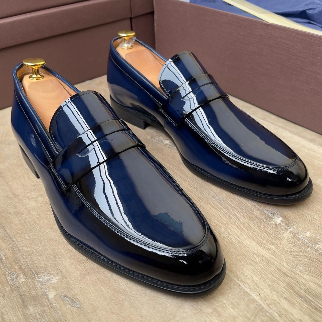 Mocassin en Miroir Cassé Bleu