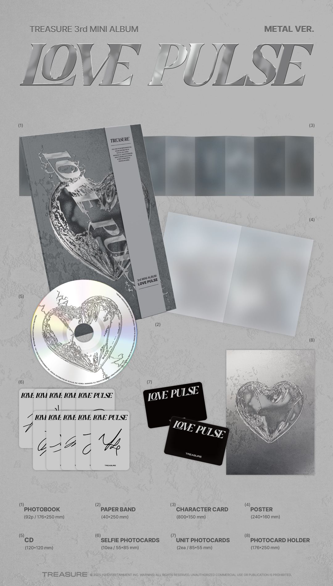 (SET) TREASURE 3rd MINI ALBUM [LOVE PULSE] (METAL / STREET / ROCKCHIC VER.)