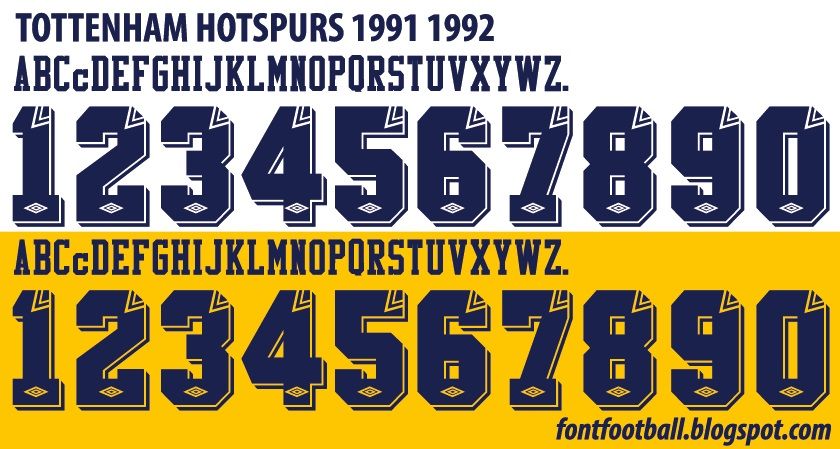 Font Vector Tottenham Hotspurs 1991 1992 kit