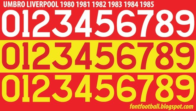 Font Vector Liverpool 1980 1981 1982 1983 1984 1985 kit