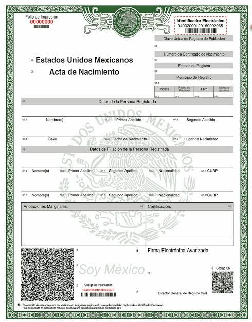Acta de nacimiento 