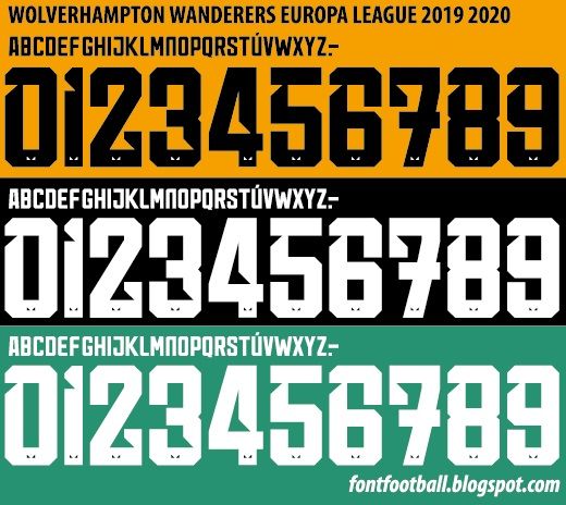 Font Vector Wolverhampton Wanderers Wolves Europa League 2019 2020 kit