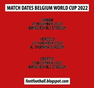 MDT Match Dates Vector Belgium World Cup 2022
