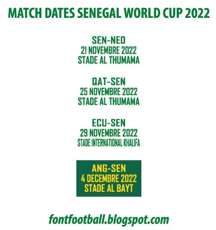 MDT Match Dates Vector Senegal World Cup 2022