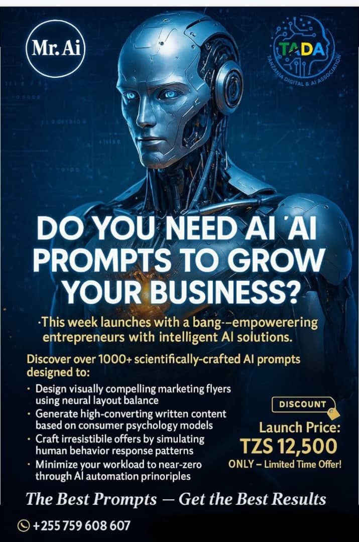 🔊 Prompts 1000+ za AI kwa TZS 12,500 tu!  