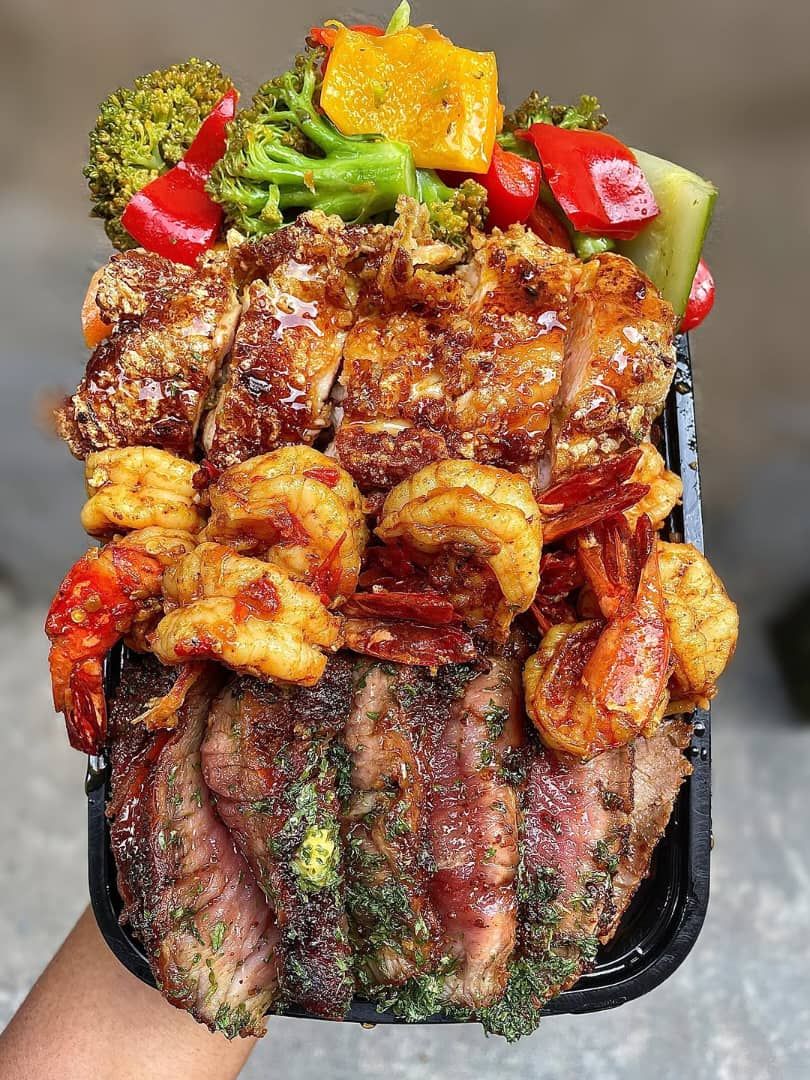 Steak,Prawn and Chicken
