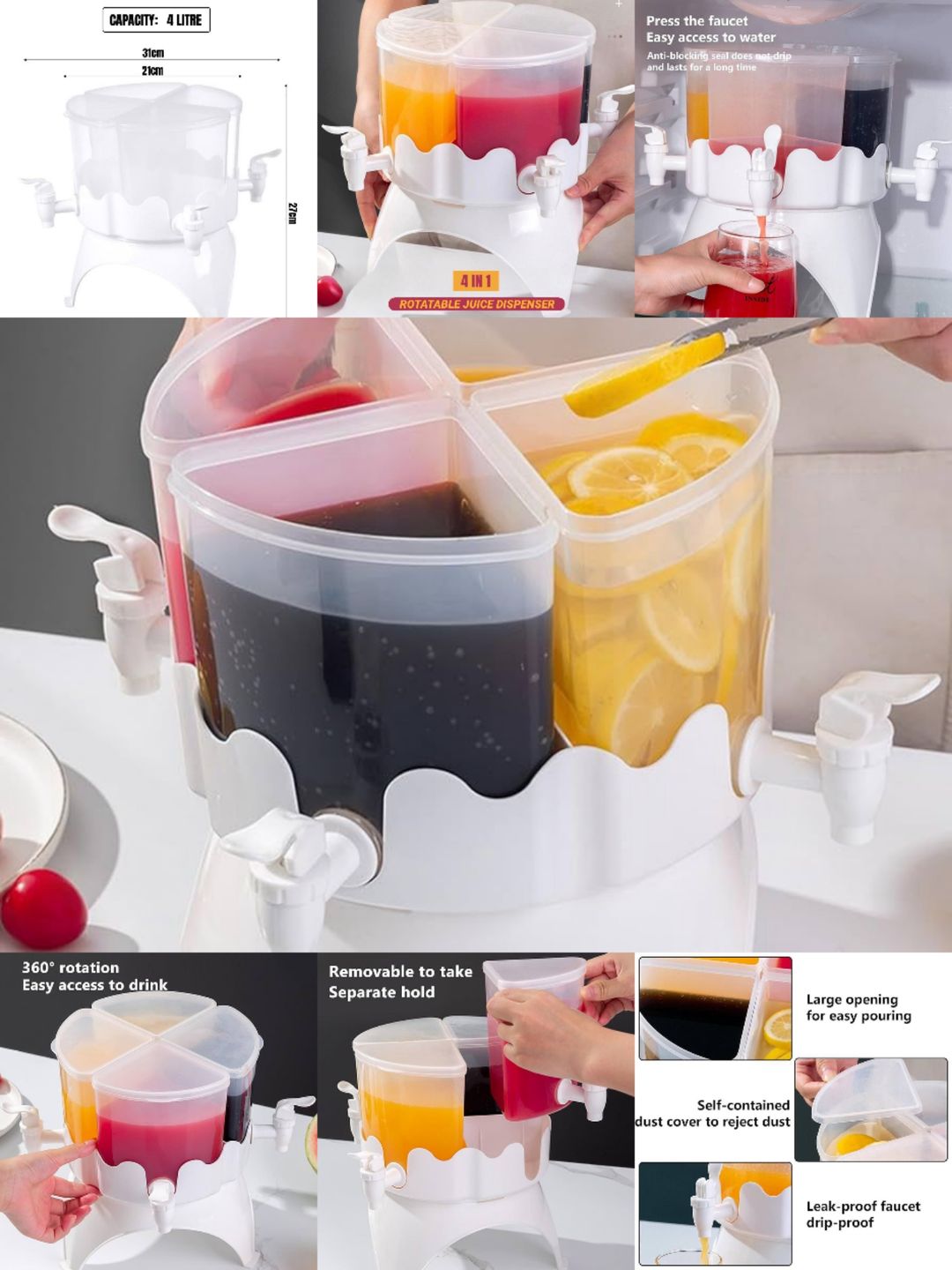 ROTATABLE JUICE DISPENSER 4 IN 1