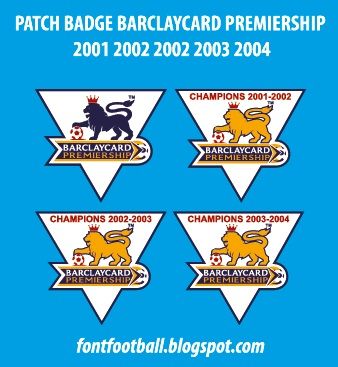 Patch Badge Barclaycard Premiership Champions 2001 2002 2003 2004 Vector