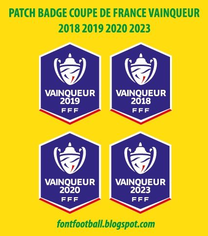 Patch Badge Coupe de France Vainqueur 2018 2019 2020 2023 Vector