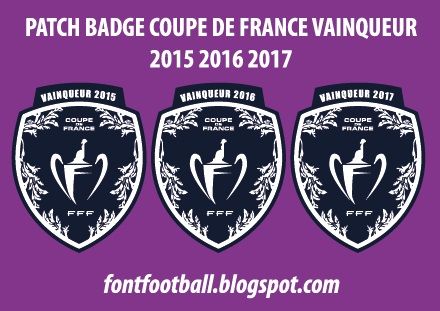 Patch Badge Coupe de France Vainqueur 2015 2016 2017 Vector