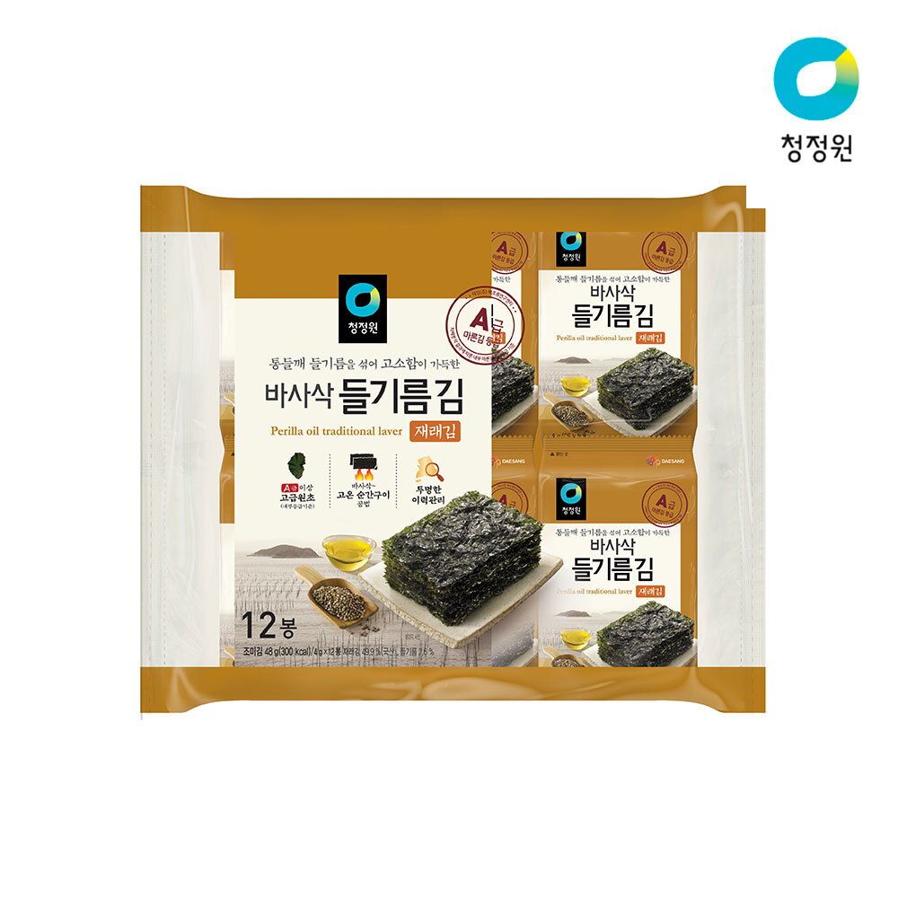청정원 들기름바사삭김 PERILLA OIL SEAWEED 4G*12 PKT