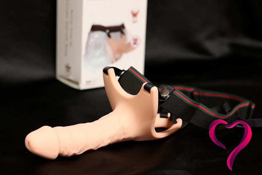 Soft Full Silicone Hollow Penis Extender Strap On Dildo for Men