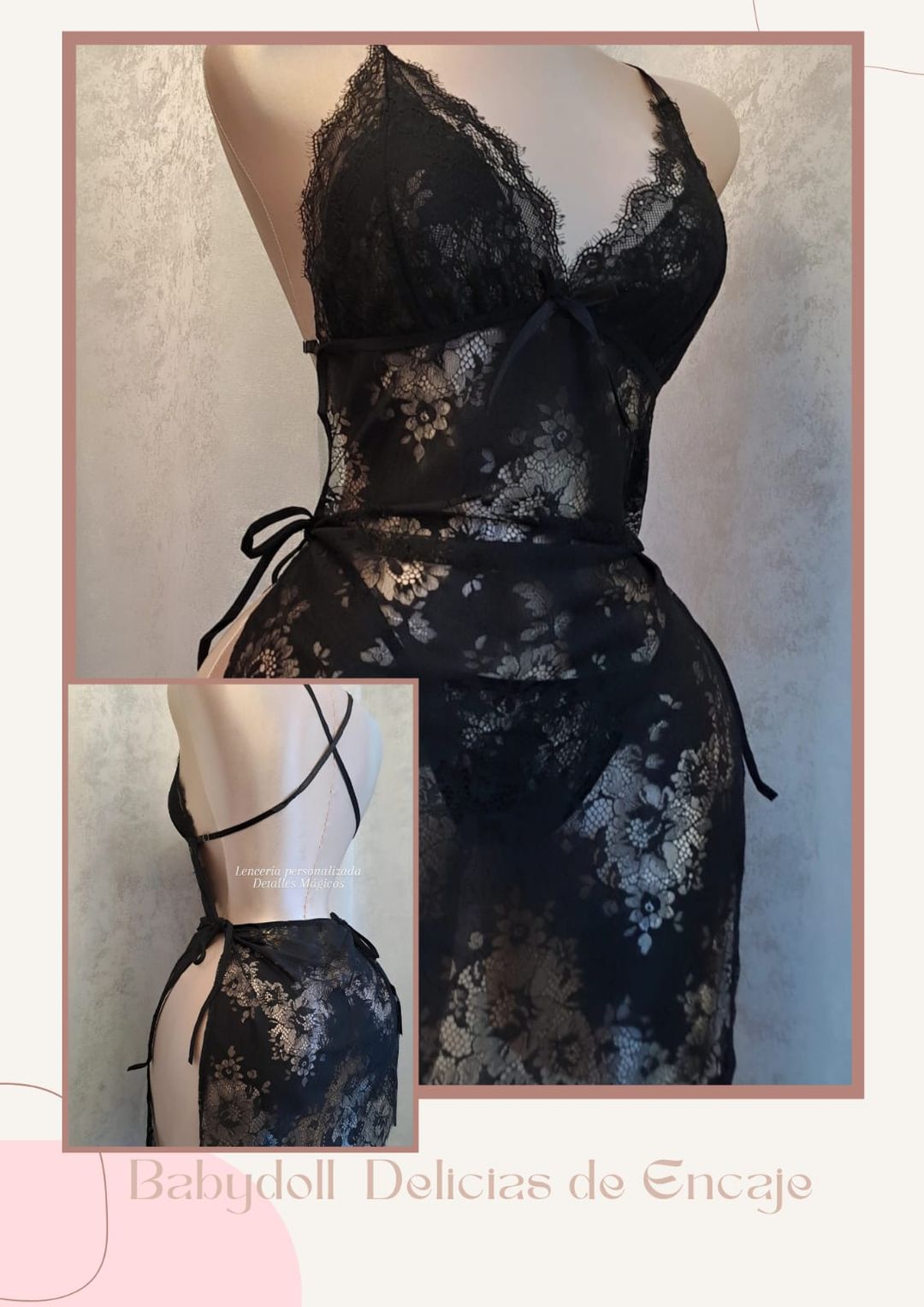 Baby Doll Delicias de encaje Belleza de  Babydoll  totalmente  ajustable  desde la talla Xs hasta la talla 4XL  (INCLUYE BABYDOLL Y TANGA PERSONALIZADA)Colores Disponibles:   ✅️Negro ✅️Blanco  ✅️Cherry ✅️Rojo Intenso ✅️Morado  ✅️Salmón claro
