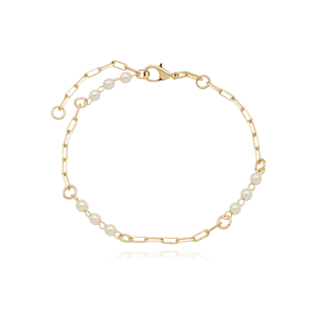 Pulseira com Pérolas banhada a Ouro 18k