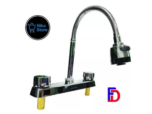 Llave Grifo Fregadero Doble Pomo Cuello Flexible Griven