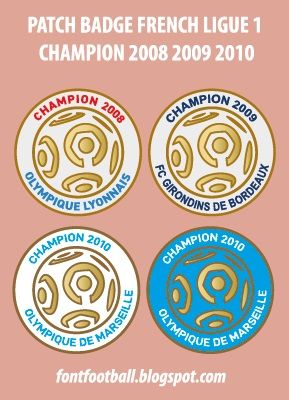 Patch Badge French Ligue 1 Champion 2008 2009 2010 Vector