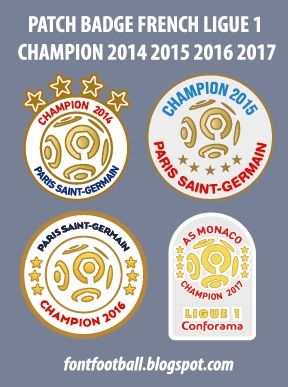 Patch Badge French Ligue 1 Champion 2014 2015 2016 2017 Vector