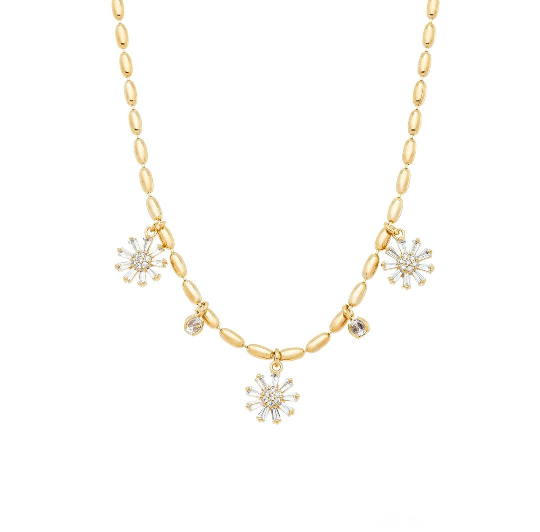 Gargantilha com Flores banhada a Ouro 18k