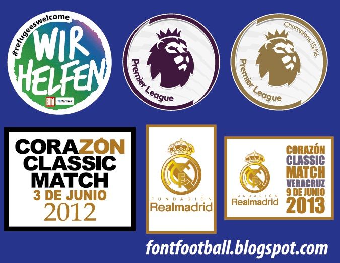 Patch Vector English Barclays Premier League New 2016 Real Madrid Corazon Classic Match Fundacion 2013, Wir Helfen Bundesliga