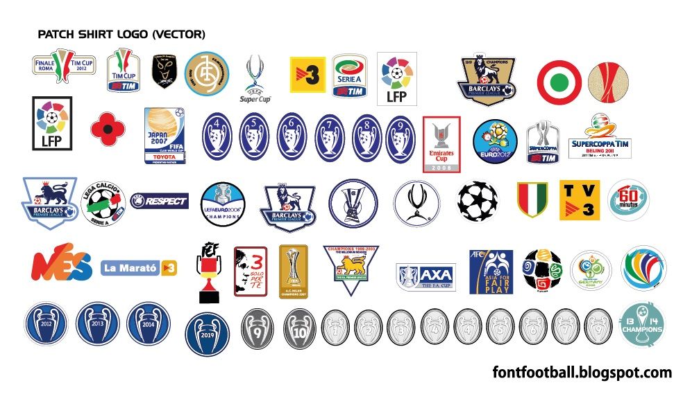 Patch Mes fifa japan euro 2008 one love juventus serie a lfp respect boh 4 5 6 7 8 9 bpl solo perte maldini copa del ray afc supercopa fa cup asian Vector