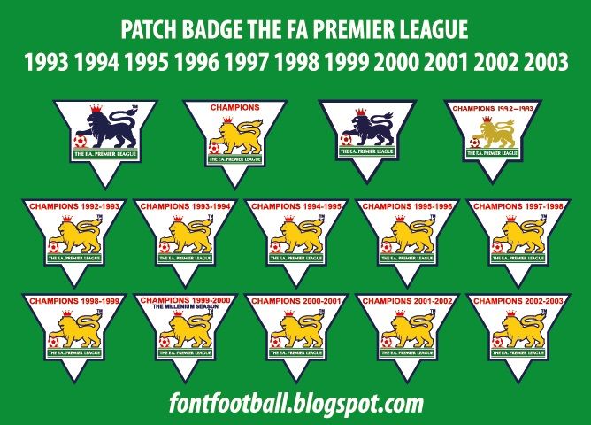 Patch Badge The FA Premier League 1993 1994 1995 1996 1997 1998 1999 2000 2001 2002 2003 Vector