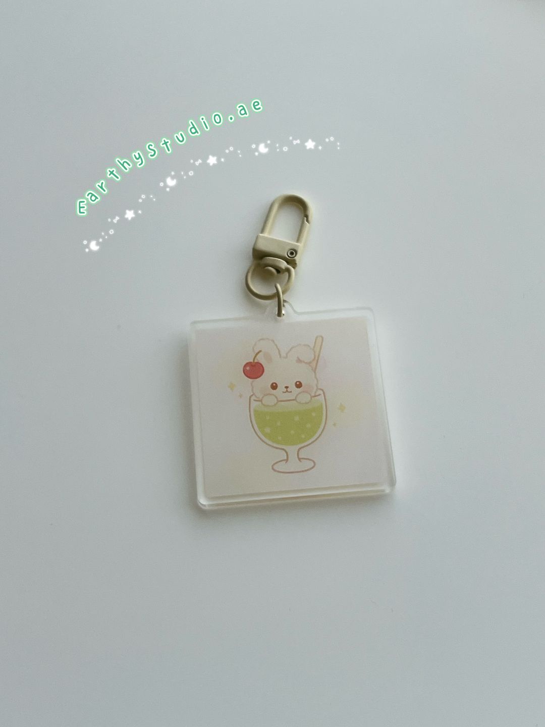 Bunny melon soda with cherry keychain 