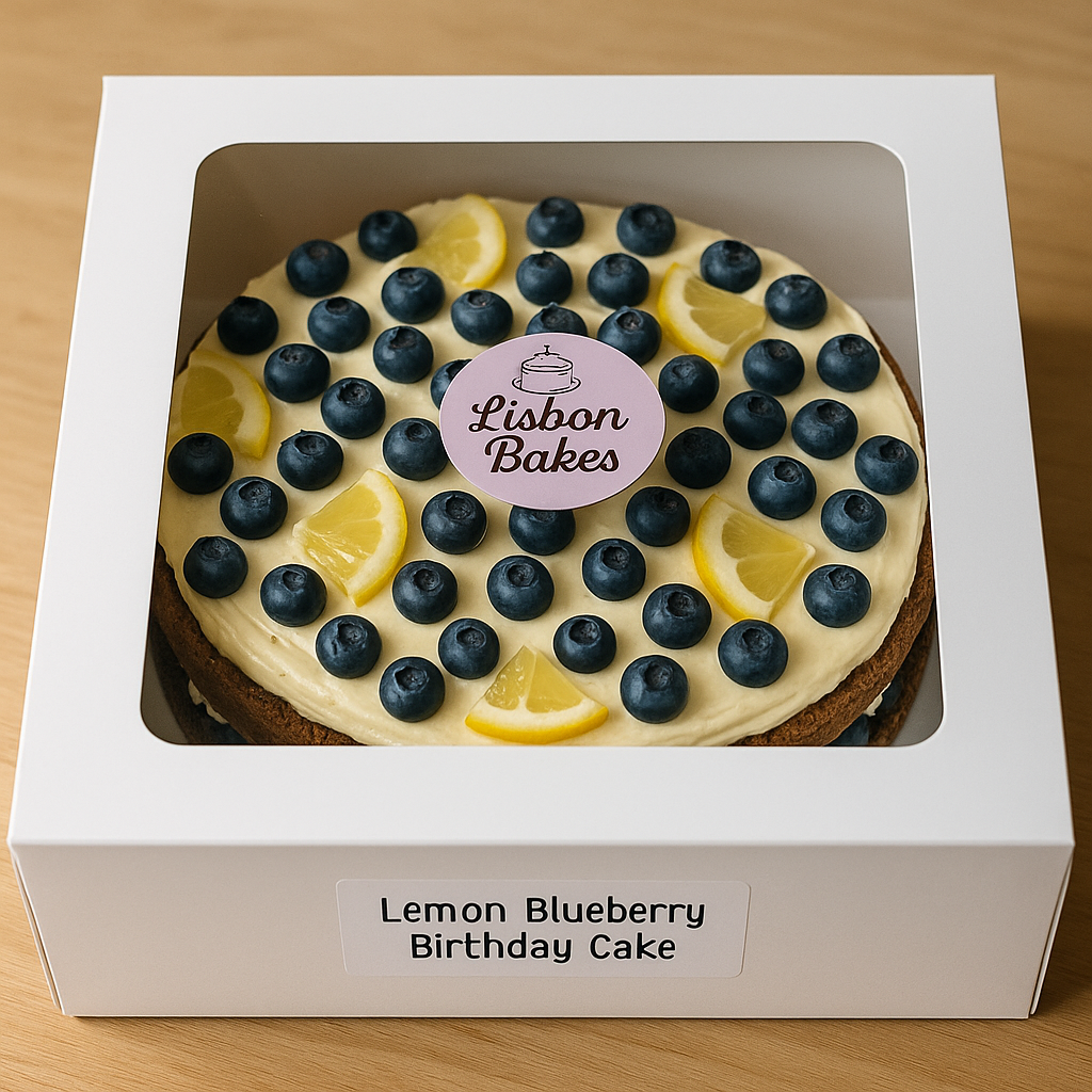 Lemon Blueberry Birthday Cake – Serves 15-20