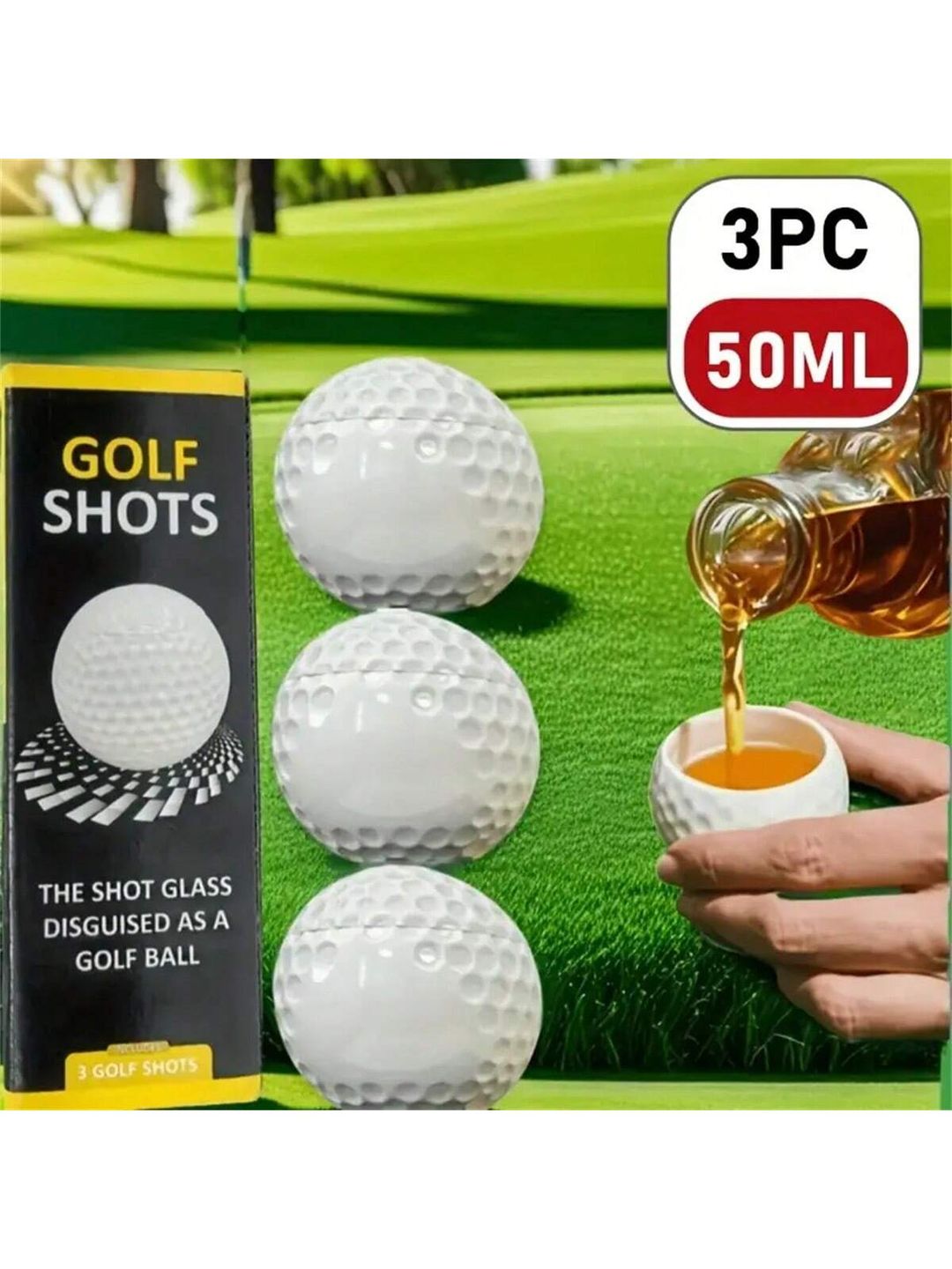3 Piece Golf Ball Shot Glasses