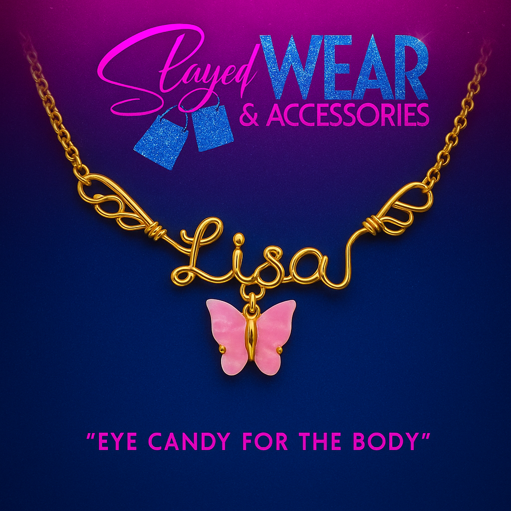 SWA Handmade Custom Name Necklace with Wings MTJ