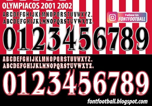Font Vector Olympiakos FC 2001 2002 Shirt