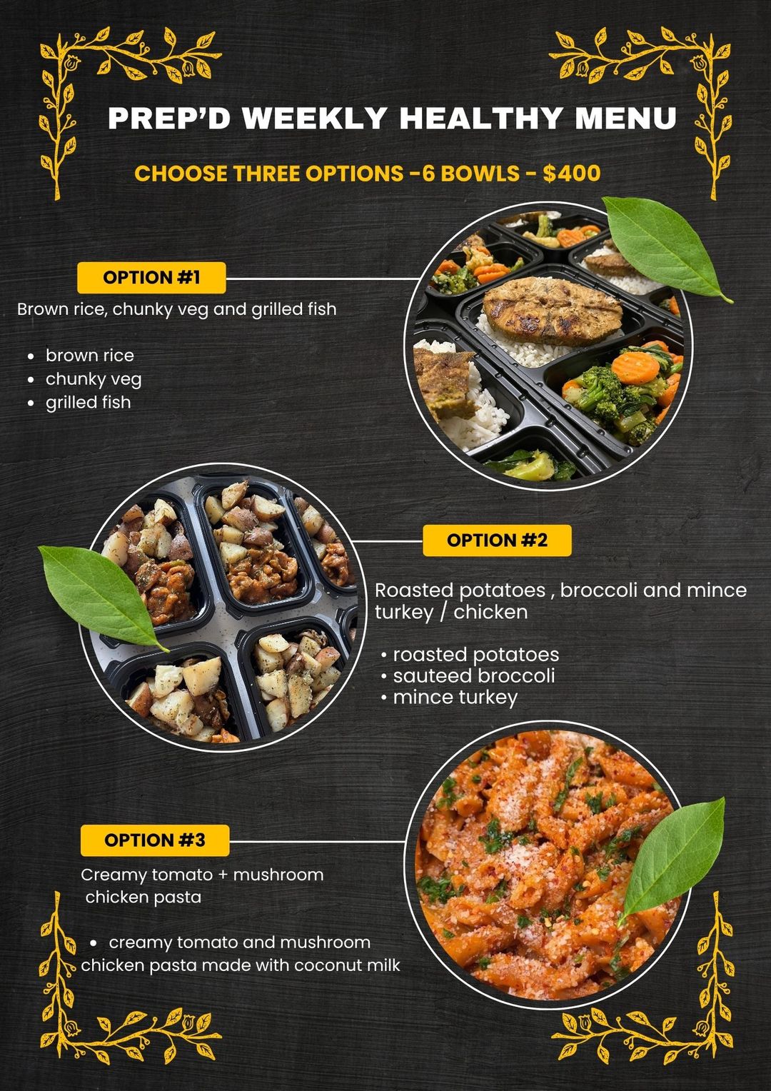 Healthier food options (6 bowls)