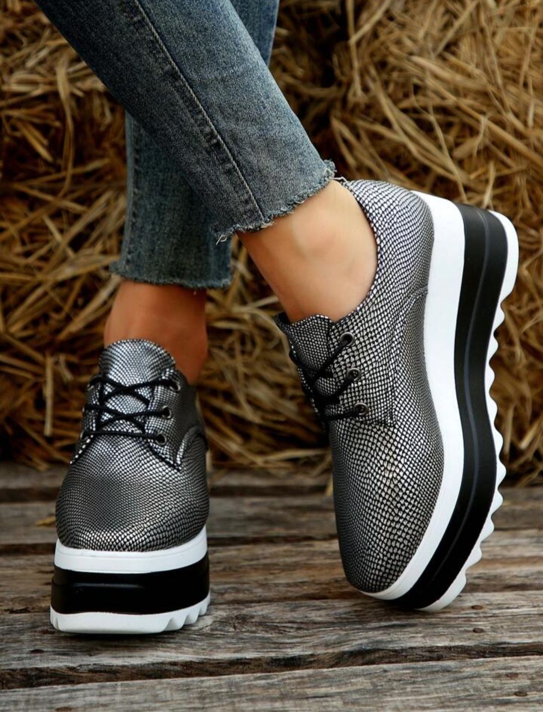 Ladies Laced Platform Shoes 