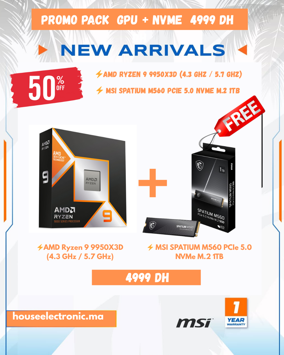 AMD Ryzen 9 9950X3D (4.3 GHz / 5.7 GHz) + NVMe M.2 1TB