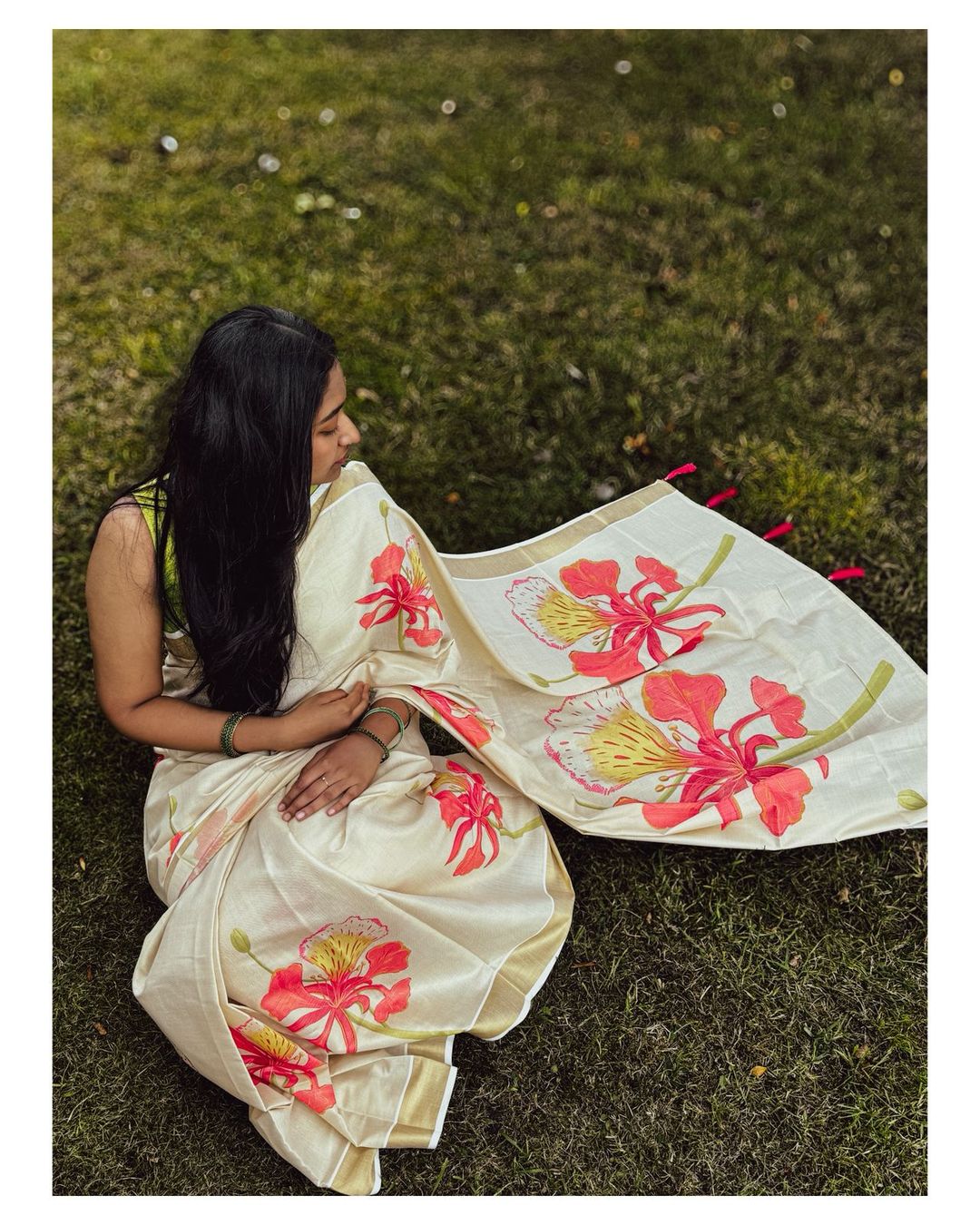 Vaaga printed -Tissue Kerala saree