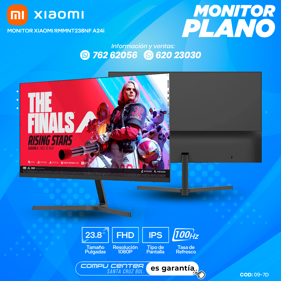 XIAOMI RMMNT238NF / 23.8¨ FHD / MONITOR PLANO / PANEL IPS / FRECUENCIA 100HZ