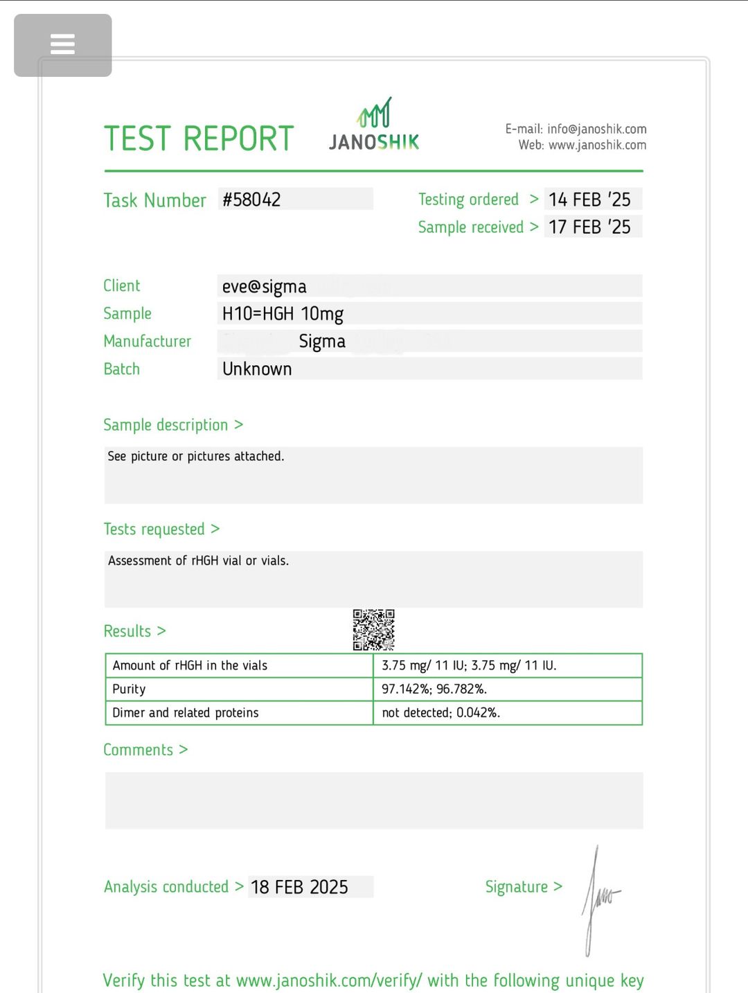GH 191AA (Somatropin) kits (3 vials)