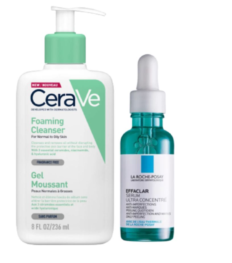 Kit SOS Anti Imperfections Cerave Gel Moussant + La Roche Posay Sérum Effaclar Anti-acné Anti-tâches