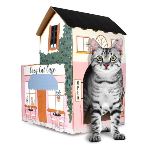 Casa para gatos con rascador y