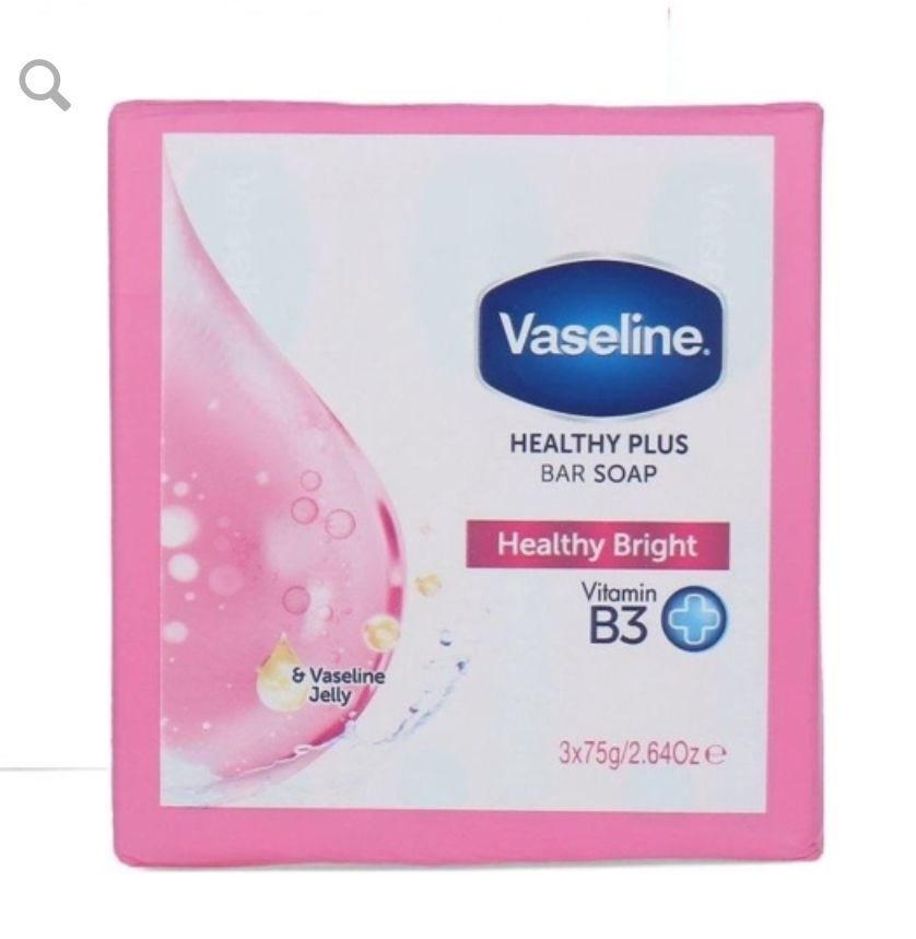 Vaseline Healthy Plus Barre de Savon Healty Bright avec Vitamine B3 – Lot de 3 x 75g