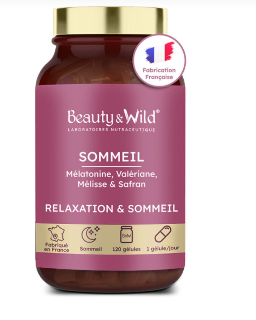 Beauty&Wild Sommeil Mélatonine Stress Angoisse Insomnie 120 Gélules