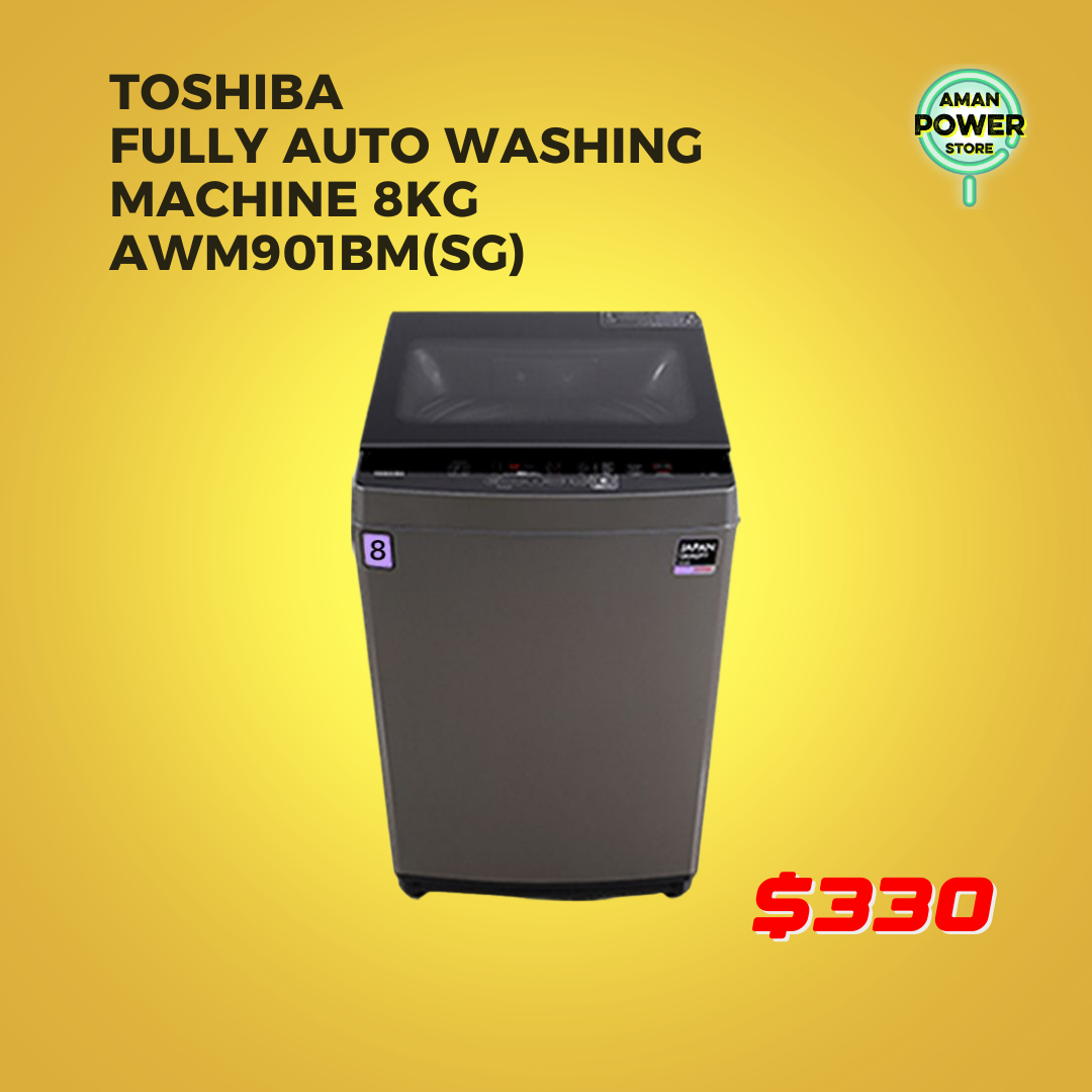 TOSHIBA FULLY AUTO WASHING MACHINE 8KG AWM901BM(SG)