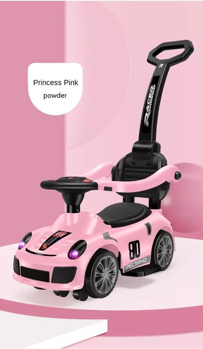 2in1 Kids Stroller Convertible Toy Car With Racing Stripe and Push Handle